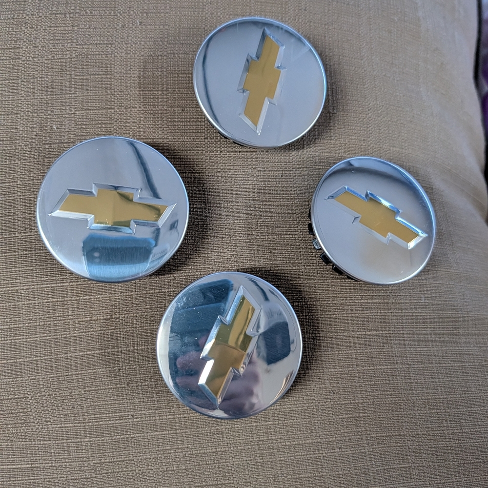 Chevrolet Silver and Gold Wheel Center Caps
